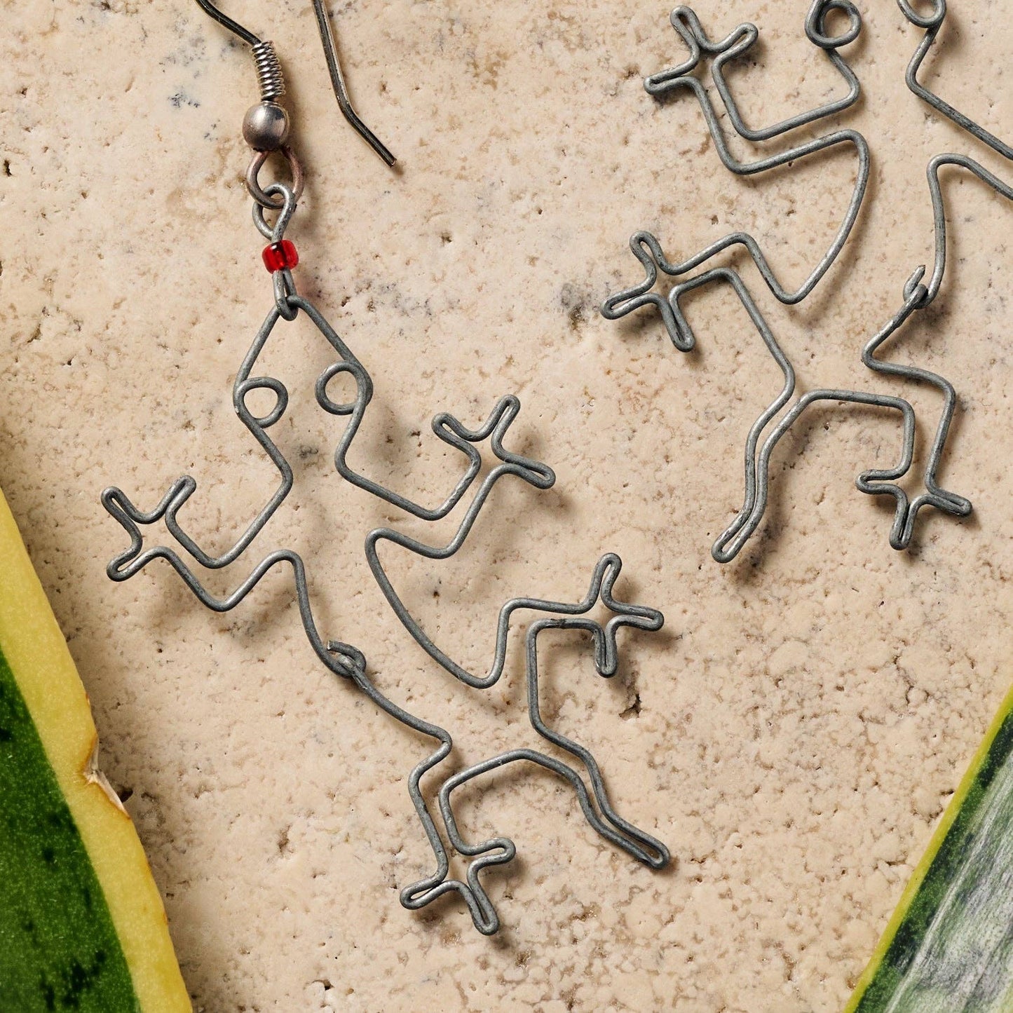 Mjusi Recycled Wire Gecko Dangle Earrings
