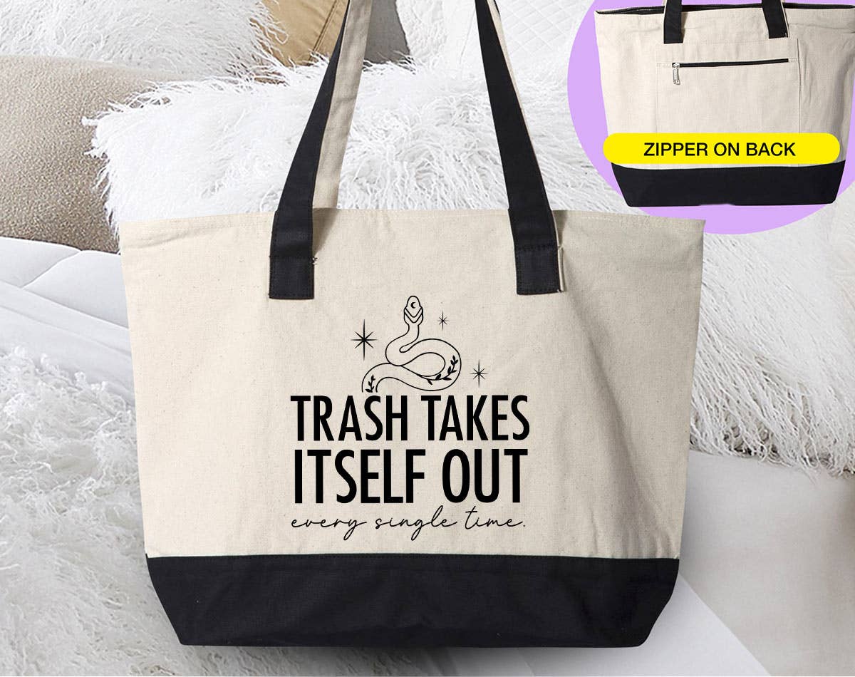 Trash Takes Itself Out - Taylor Inspired Canvas Zipper Tote
