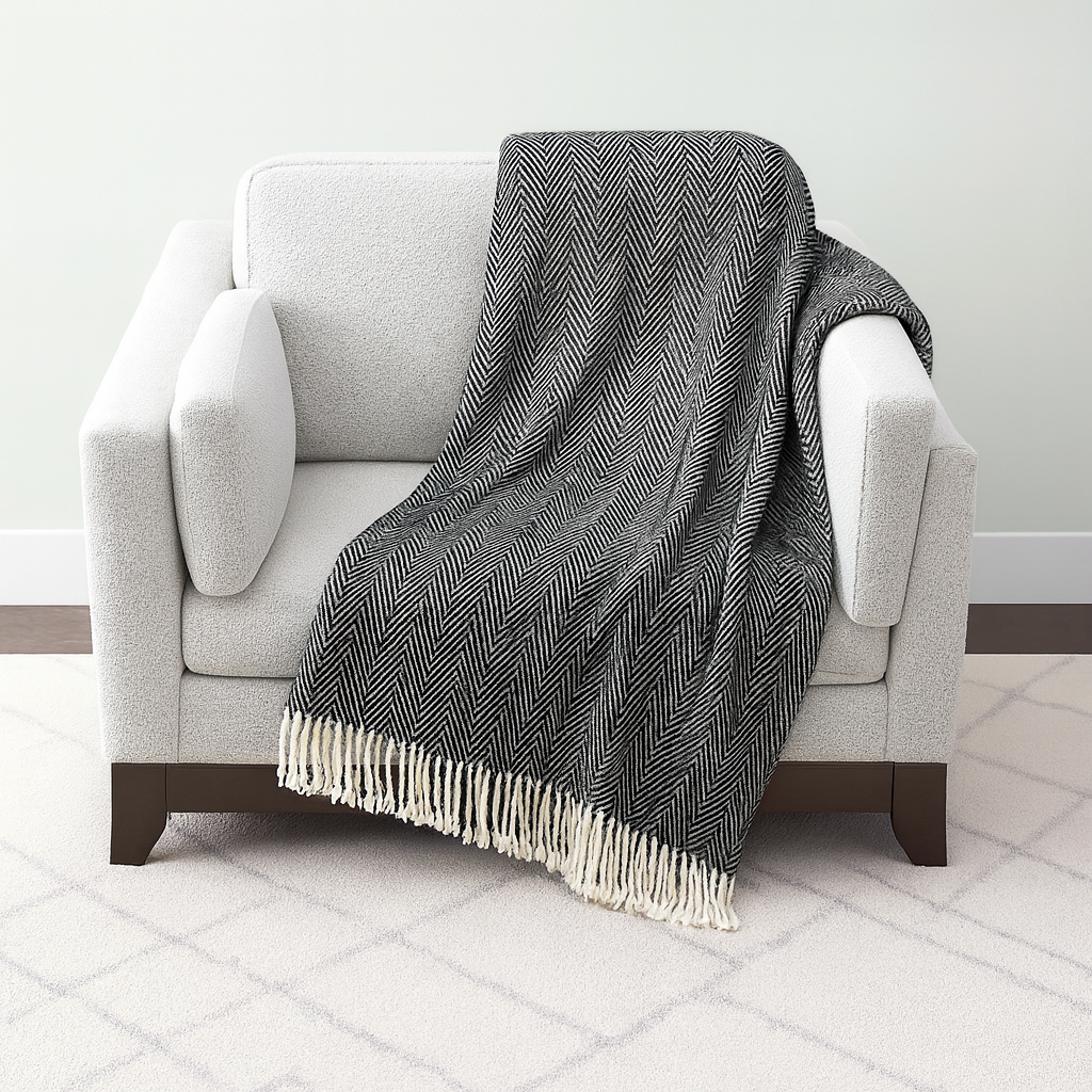Charcoal H'bone Throw Blanket 50"x60"