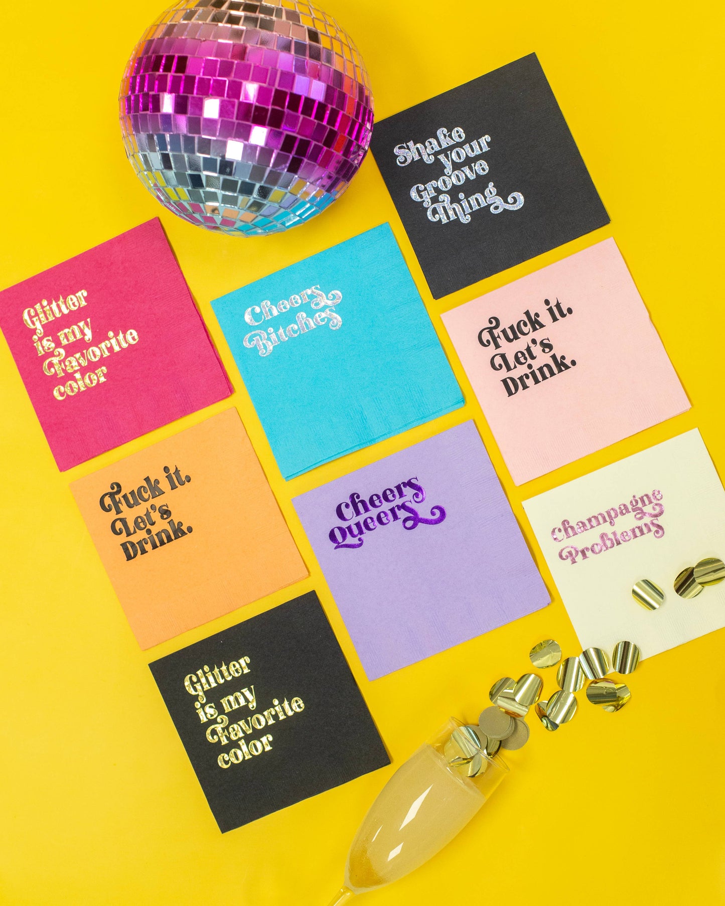 Cheers Queers Purple Foil Cocktail Napkin