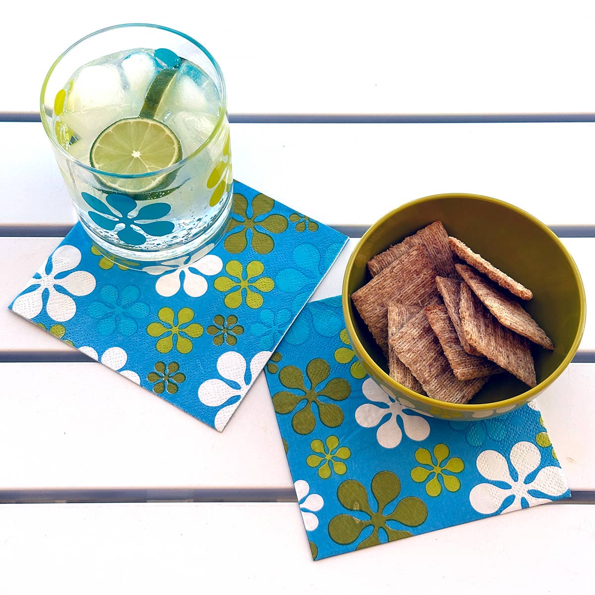 Modfest Design Blue/Green Paper Cocktail Napkin Set