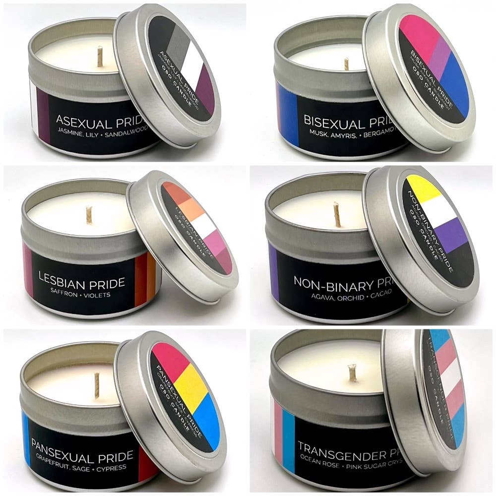 Lesbian Pride Flag Candle Tin - 3 oz Scented Candle Tin