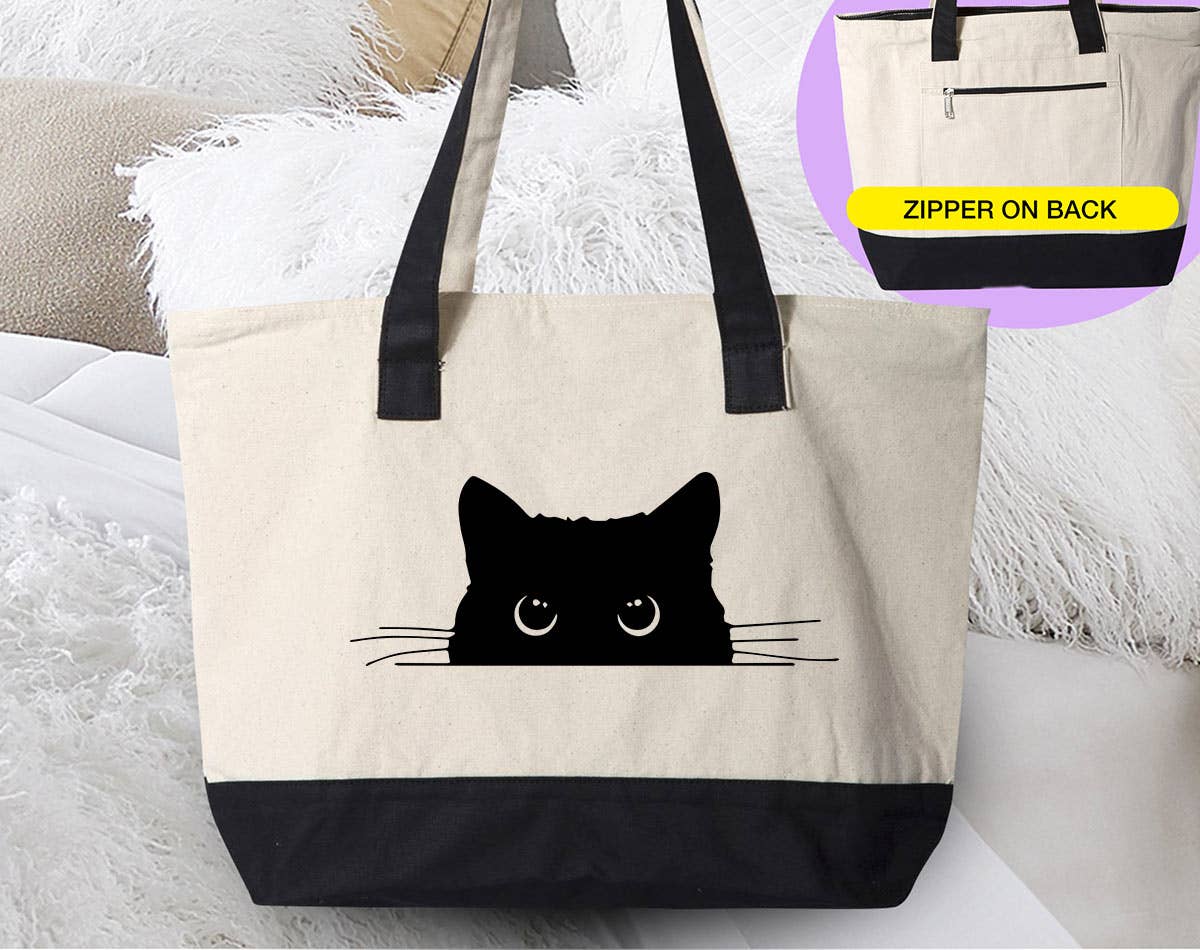 Cat Peaking - Funny Cute Cat Tote Bag