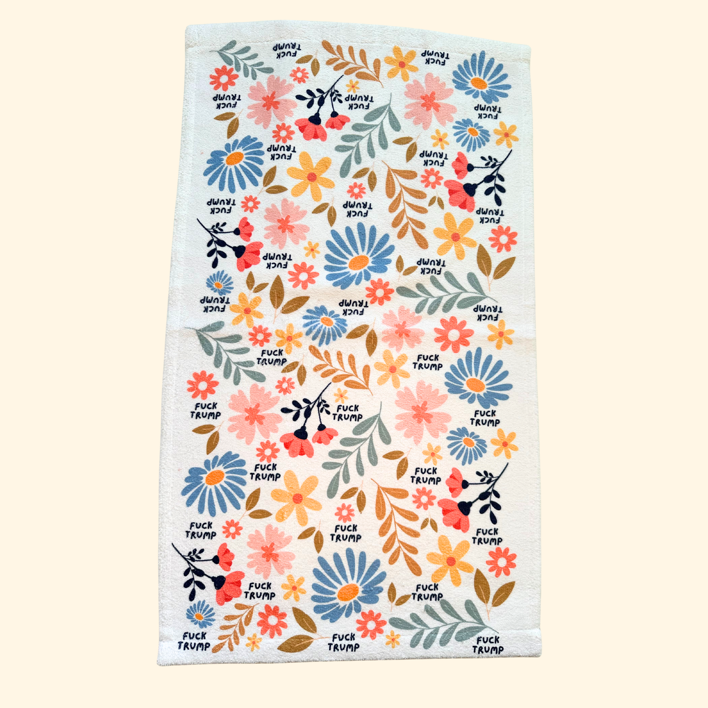Subtle F*ck Trump Retro Flower Hand Towel