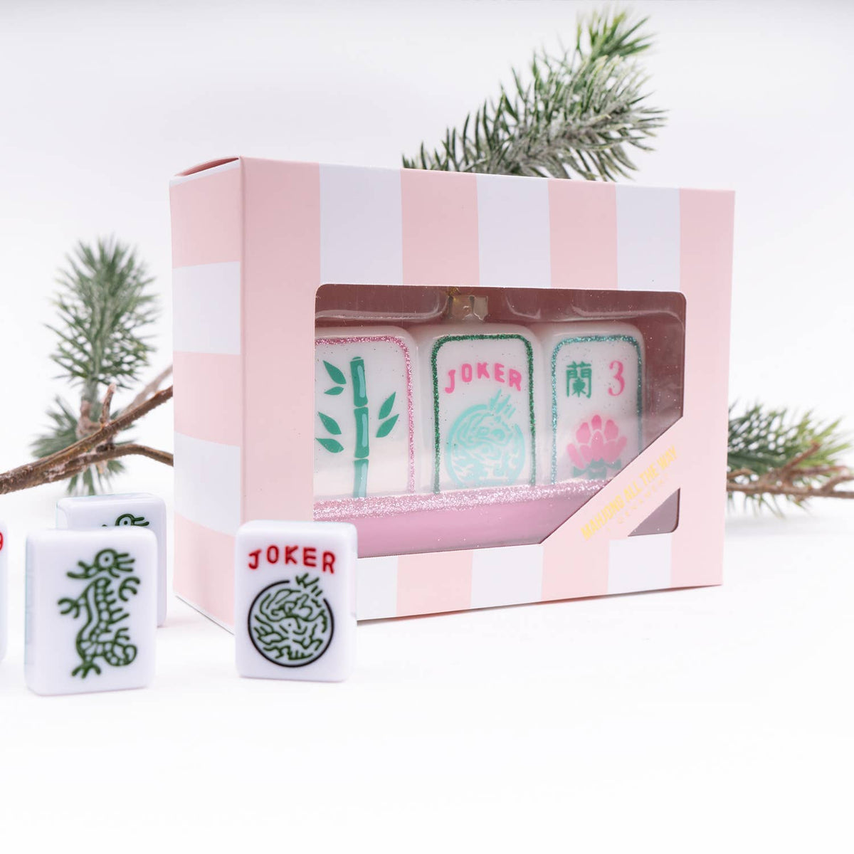 Mahjong Tile Hand-Painted Glass Ornament