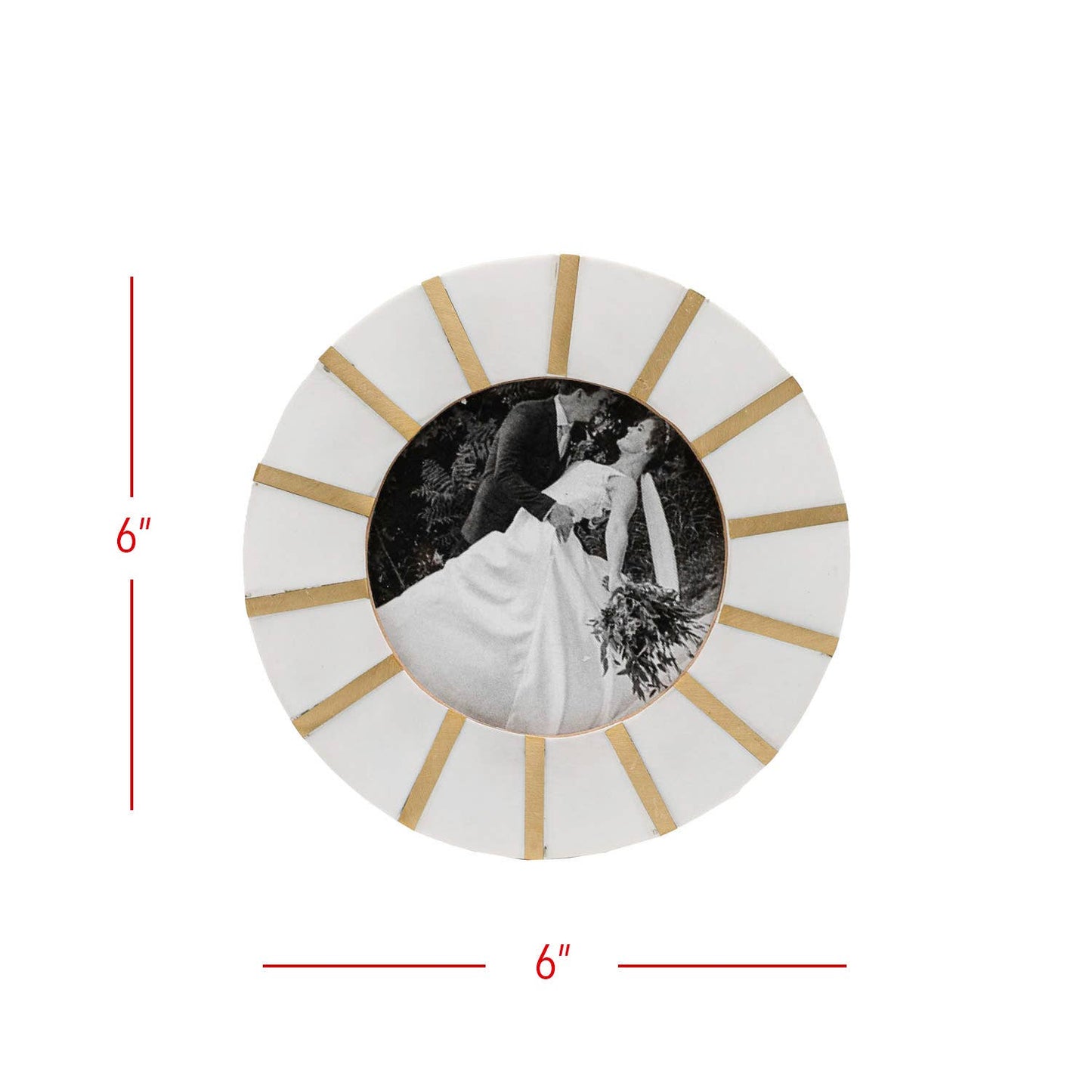 4x4 Photo Ansel Round Picture Frame Brass Inlay Resin