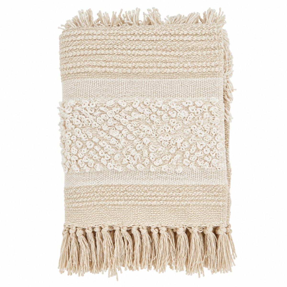 Natural Tufted Stripe Cotton Throw Blanket - 50"x60"