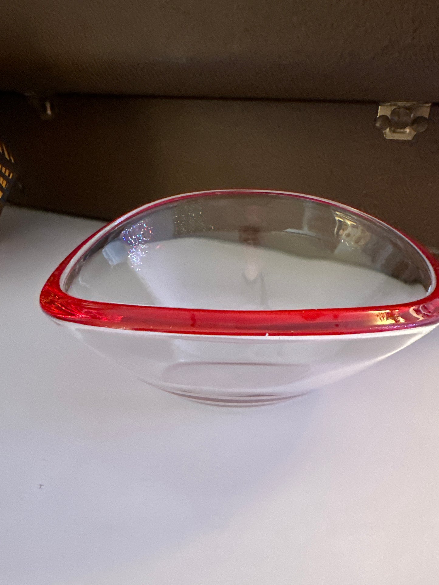 Vintage Oblong Red Trim candy dish/bowl