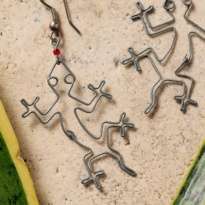 Mjusi Recycled Wire Gecko Dangle Earrings