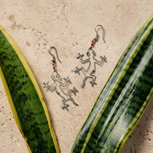 Mjusi Recycled Wire Gecko Dangle Earrings