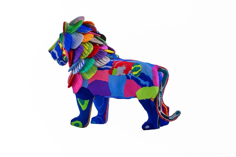 Recycled Lion Flip Flop Sculpture- colours vary