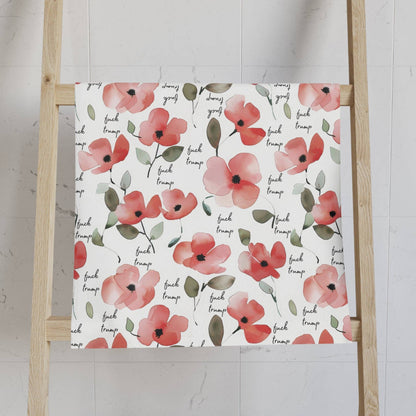 Watercolor Poppy F*ck Trump Hand Towel