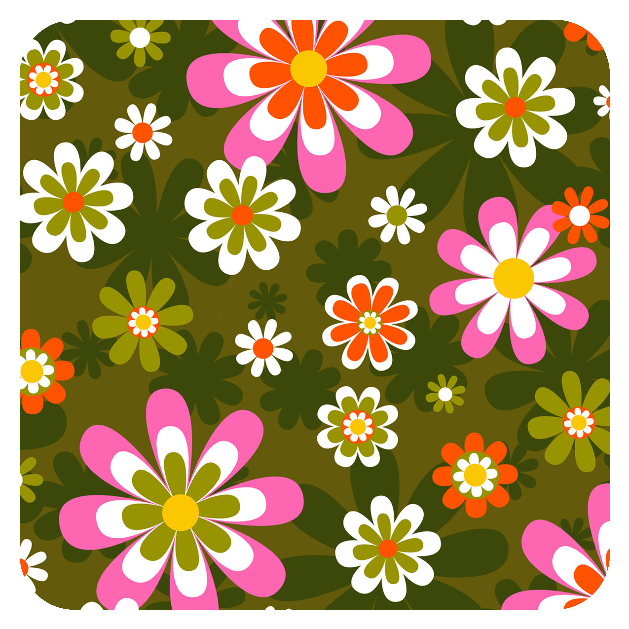 Groovy Retro Flower Paper Coaster Set- 6