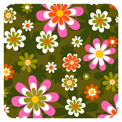 Groovy Retro Flower Paper Coaster Set- 6