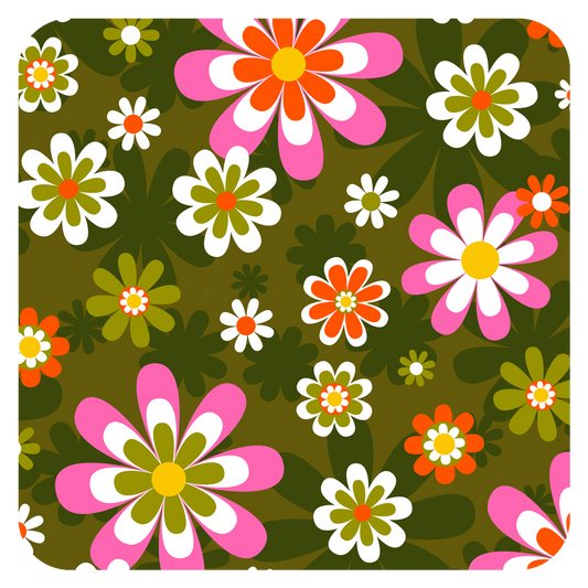 Groovy Retro Flower Paper Coaster Set- 6