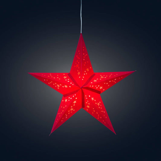 Twinkle Star ~ 5 Pointer, 15", Red Paper Star Lantern Light