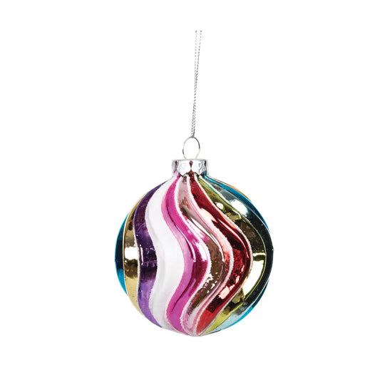 Christmas Boho Swirl Glass Ornament