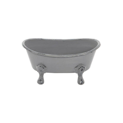 Gray Distressed Enamel Bathtub Soap Dish