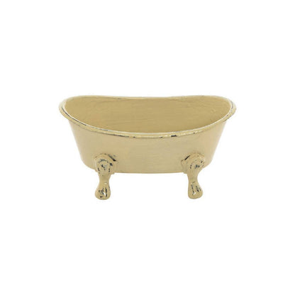 Yellow Distressed Enamel Bathtub Soap Dish