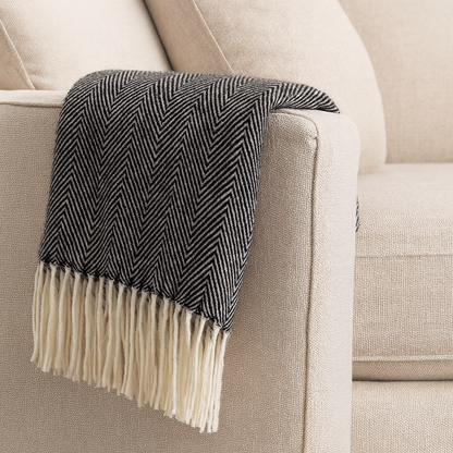 Charcoal H'bone Throw Blanket 50"x60"