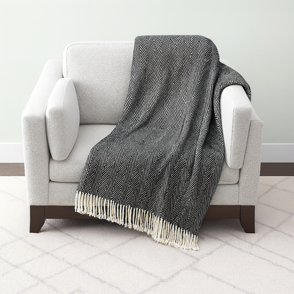 Charcoal H'bone Throw Blanket 50"x60"