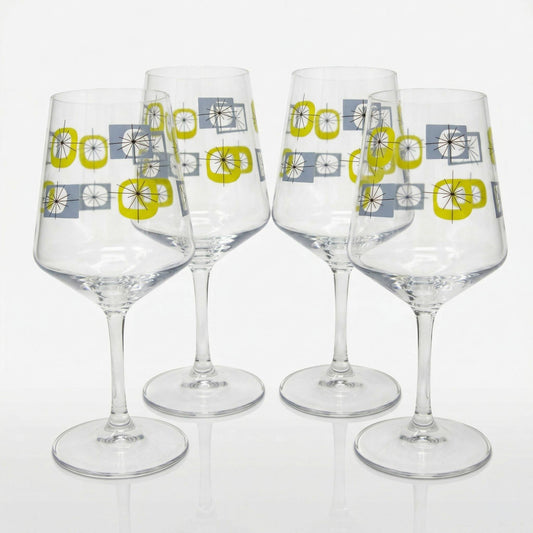 Atomic Acrylic Stemmed Wine (Set of 4) - Blue/Green