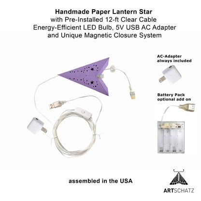 Twinkle Star 7 Point 9" Purple Paper Star Lantern Light