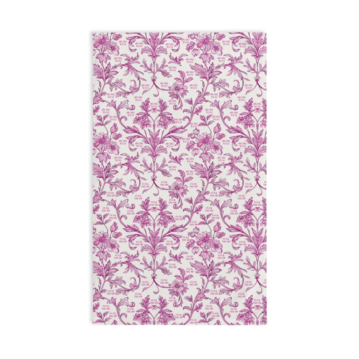 Pink Toile de Jouy F*ck Trump Hand Towel
