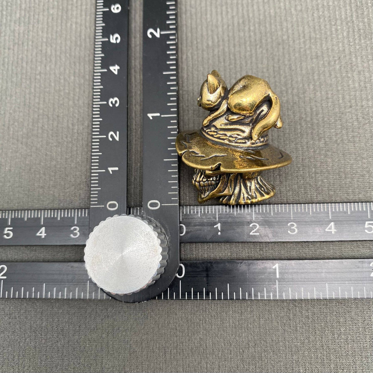 The Cat On The Skull Brass Crafts Desktop Ornaments