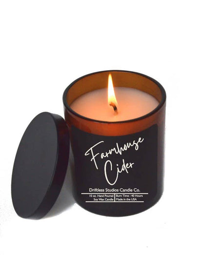 Farmhouse Cider Fall Soy Candle -10oz Jar + Lid Black Label