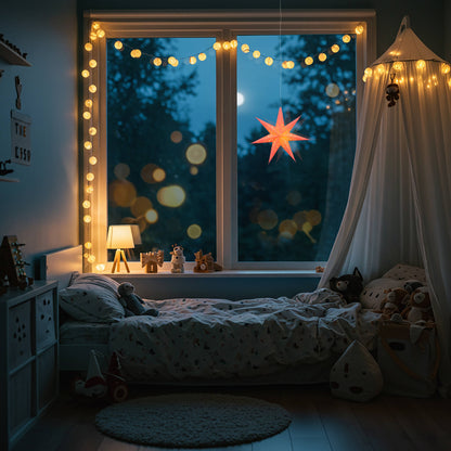 Twinkle Star 7 Point 9" Pink Paper Star Lantern Light