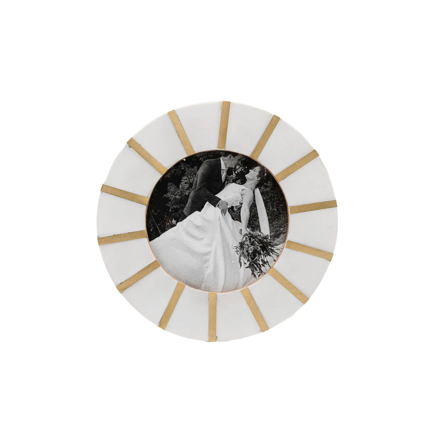 4x4 Photo Ansel Round Picture Frame Brass Inlay Resin