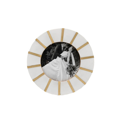 4x4 Photo Ansel Round Picture Frame Brass Inlay Resin