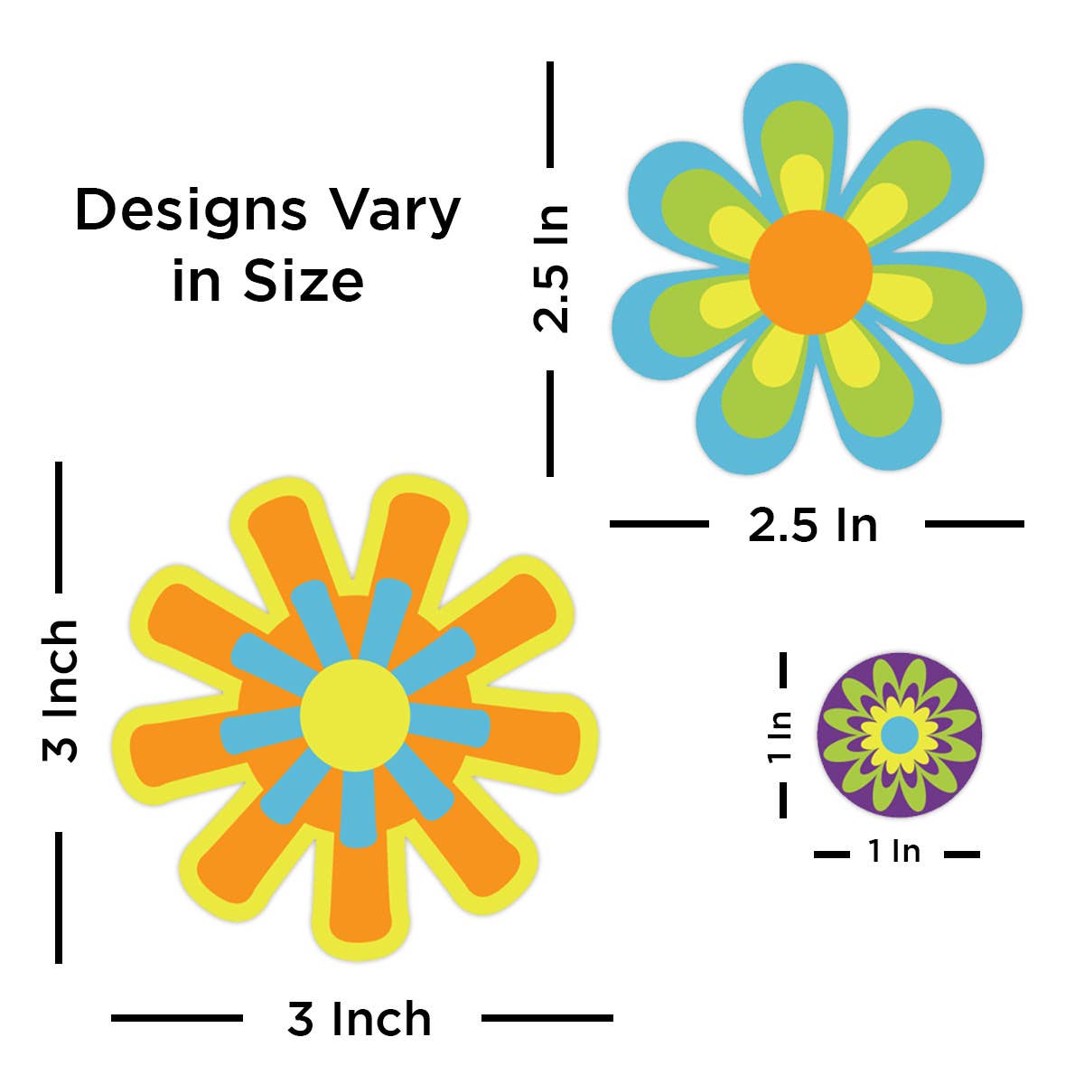 Mod Flowers 60s Color Palette Stickers Small Set of 60