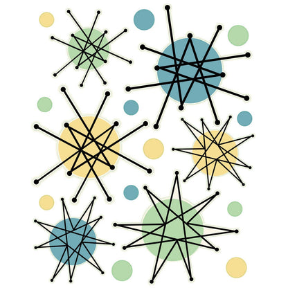 Retro Starburst Wall Stickers Retro Classic Set of 18