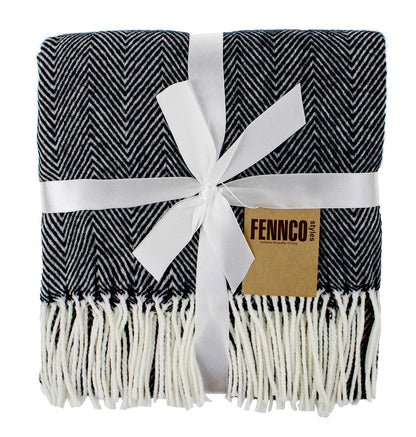 Charcoal H'bone Throw Blanket 50"x60"