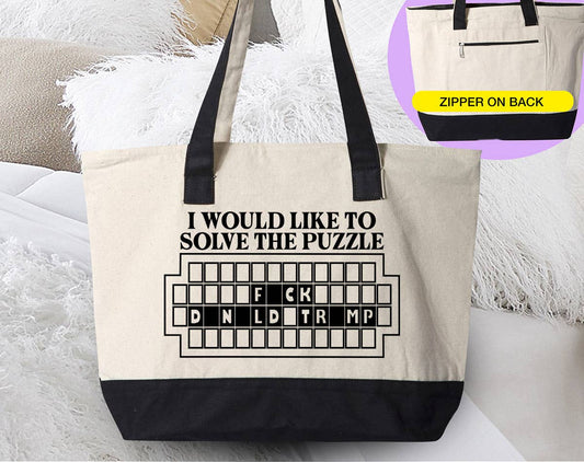 Solve The Puzzle F*ck Trump Tote