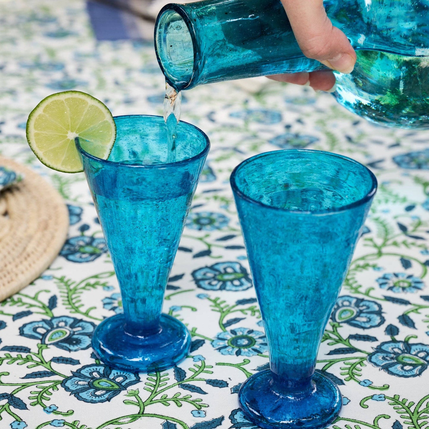 Sama Blue Handblown Cocktail Glass