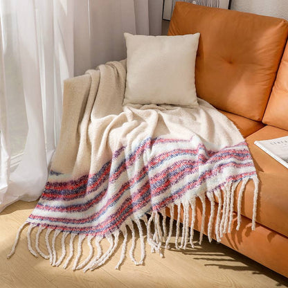 Soft & Cozy Boucle Knit Blanket with tassels