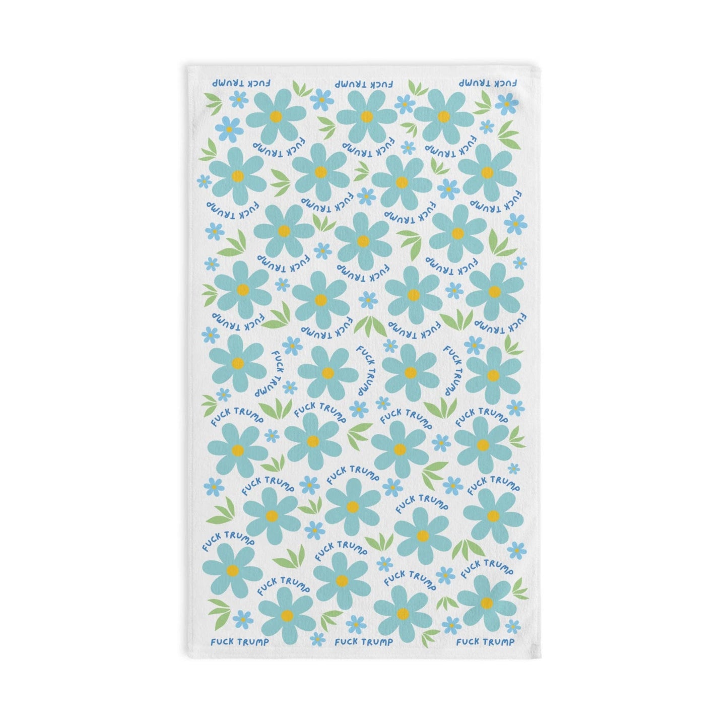Blue Daisy F*ck Trump Hand Towel