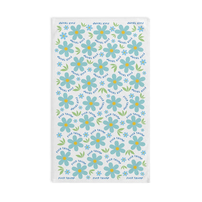 Blue Daisy F*ck Trump Hand Towel