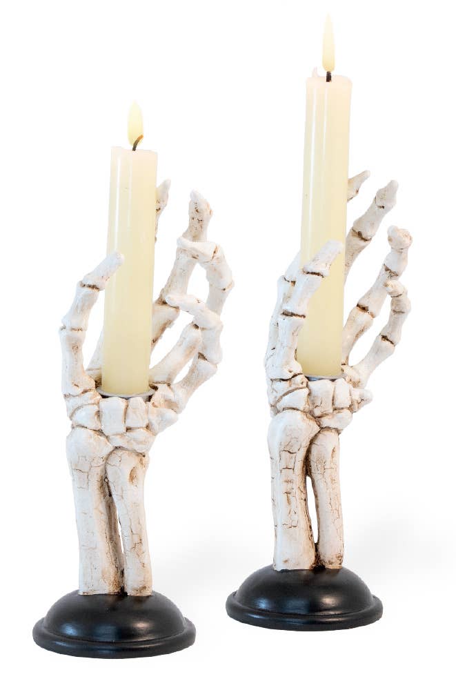 Creepy Skeleton Hands! Candle Holders, Set of 2, 8"