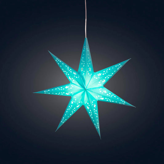 Twinkle Star 7 Point 9" Teal Paper Star Lantern Light