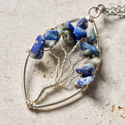 Lapis Tree Pendant Necklace