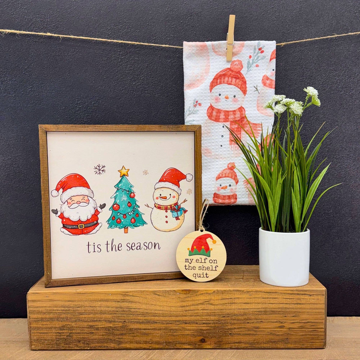 Holiday Snowman - Christmas Decor Waffle Tea Towels
