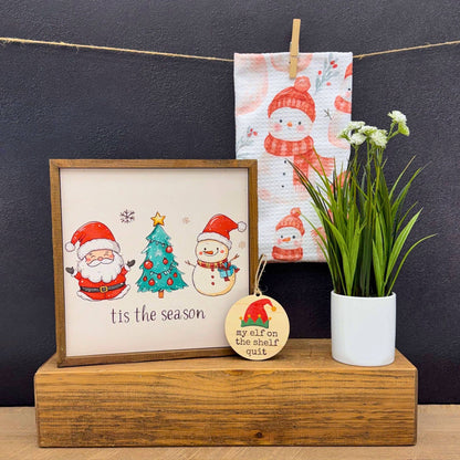 Holiday Snowman - Christmas Decor Waffle Tea Towels