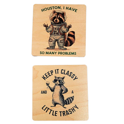 Coasters - Keep It Classy Racoon Funny Wood Coaster