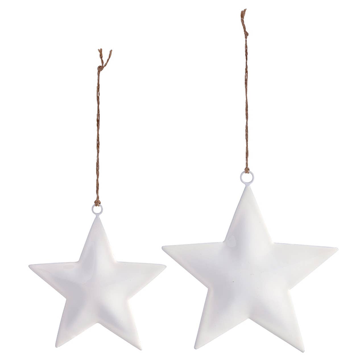 White Enamel Star Ornaments - Set of 2