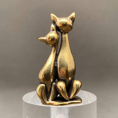 Brass Couple Cats Crafts Decoration Desktop Ornaments