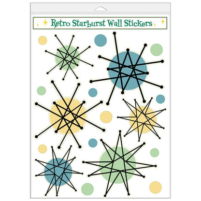 Retro Starburst Wall Stickers Retro Classic Set of 18